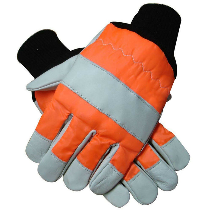 Large Chainsaw Gloves Hi Vis Work Glove Safety Both Hands Protected Size 10