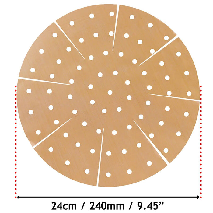 Universal Air Fryer / Multi Cooker Drawer Liners Non-Stick Round Perforated Mats (Brown, Pack of 10)