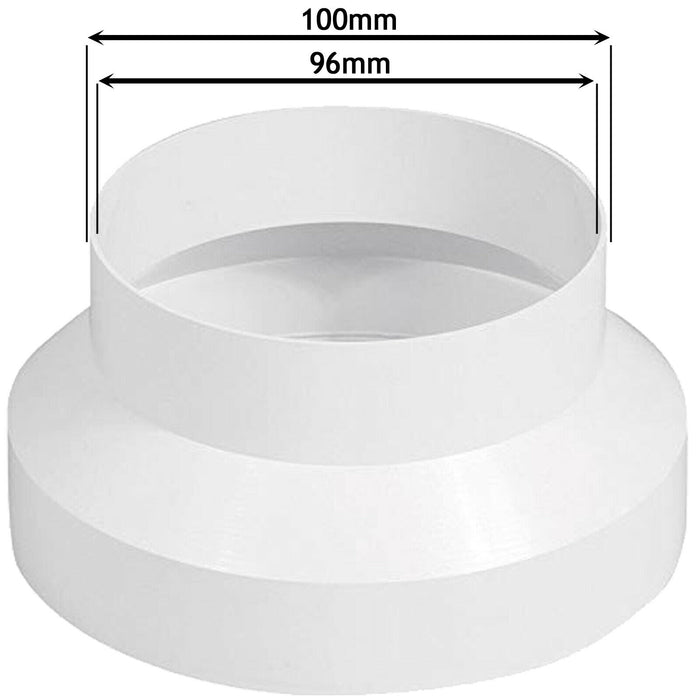 Ducting Reducer Connector for Cooker Hood Extractor / Tumble Dryer / Air Conditioning (5" / 125mm to 4" / 100mm)