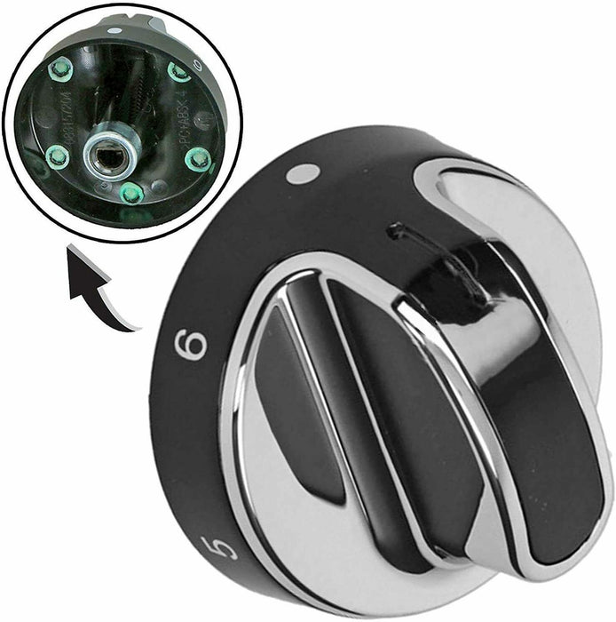 Stoves New World Oven Knob Hob Switch Dial 083157010 444442687 (Silver / Black)