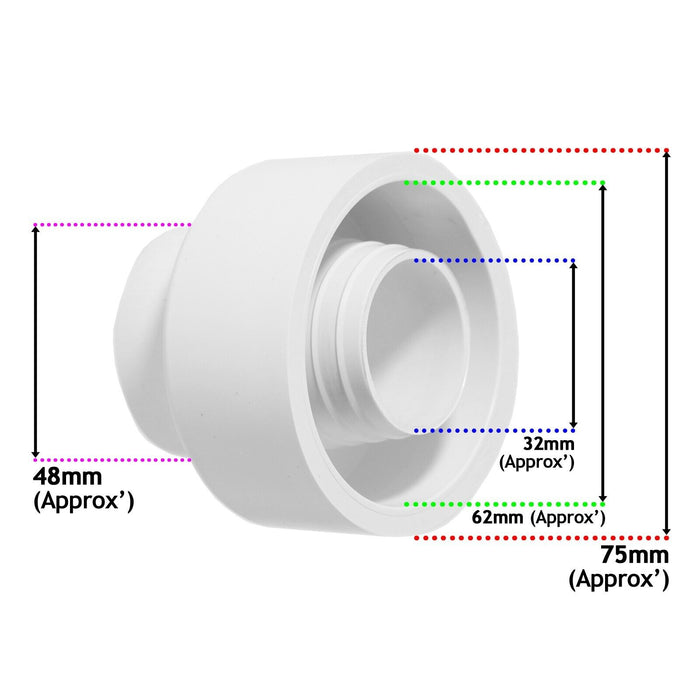 External Toilet Flush Cone Rubber White Pipe to Pan Sealing Flexible Stretch Washer WC Connector