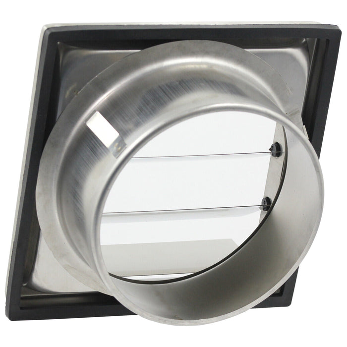 Stainless Steel Square External Extractor Wall Vent Outlet with Gravity Flaps (6" / 150mm)
