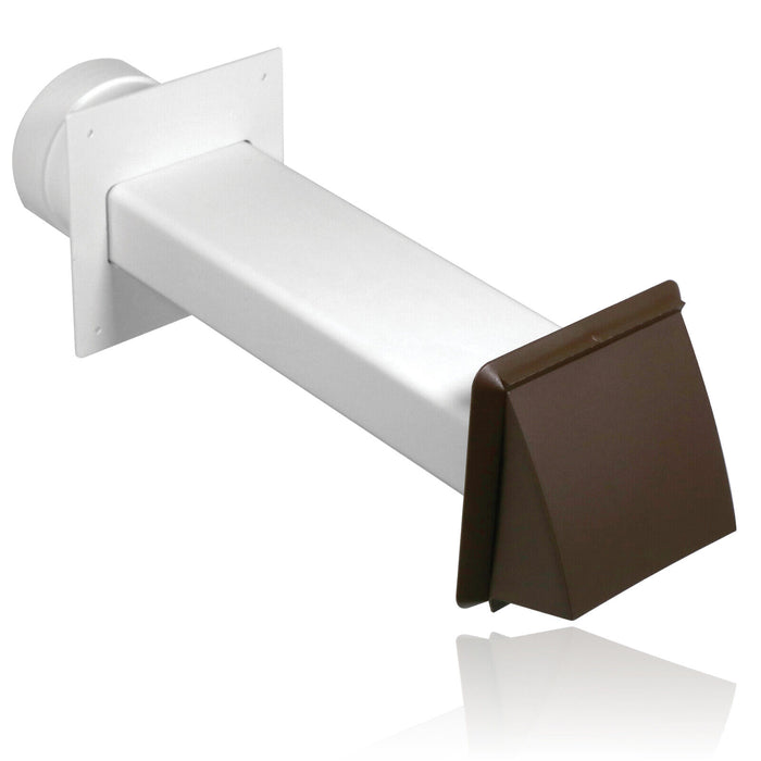 Universal Tumble Dryer Vent Kit Non Return Flap Exterior Wall Pipe Duct (Brown, 4" / 100mm)