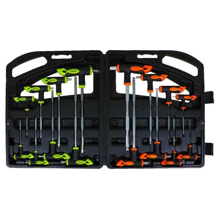T Handle Screwdriver Set Torx Metric Hex Allen Key Long Star Security Tool CRV (16 Piece)