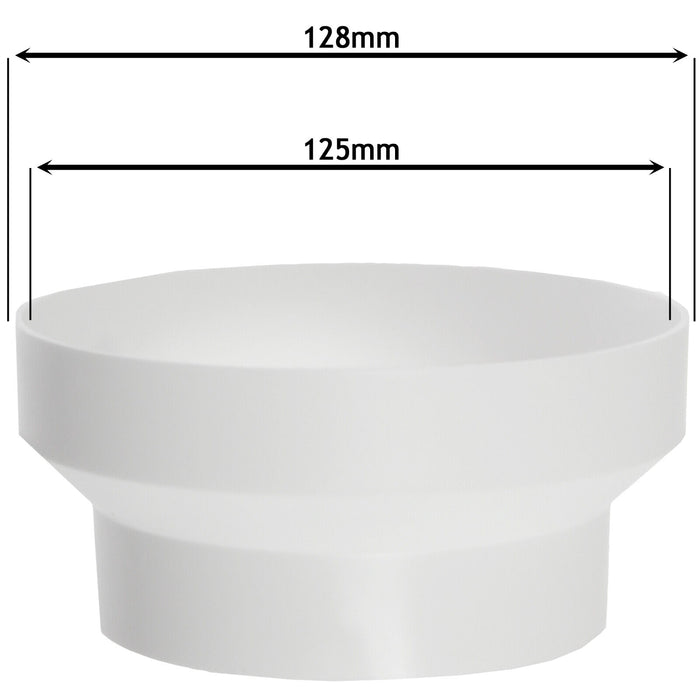 Ducting Reducer Connector for Cooker Hood Extractor / Tumble Dryer / Air Conditioning (5" / 125mm to 4" / 100mm)