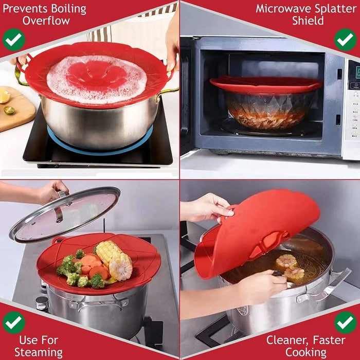 Pan Lid Spill Stopper Silicone Pot Steamer Saucepan Anti Boiling Overflow Protector Covers (Pack of 3)