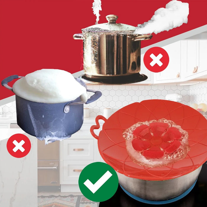 Pan Lid Spill Stopper Silicone Pot Steamer Saucepan Anti Boiling Overflow Protector Covers (Pack of 3)