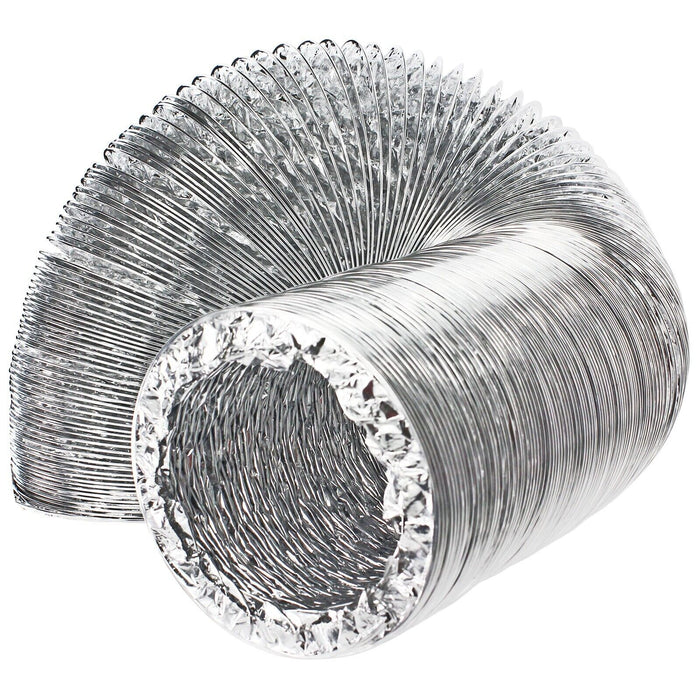Universal Air Conditioning Aluminium Duct Vent Hose + 2 x Pipe Clips (4" / 100mm x 5 Metres)