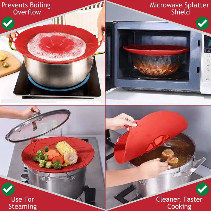 Pan Lid Spill Stopper Silicone Pot Steamer Saucepan Anti Boiling Overflow Protector Covers (Pack of 2)