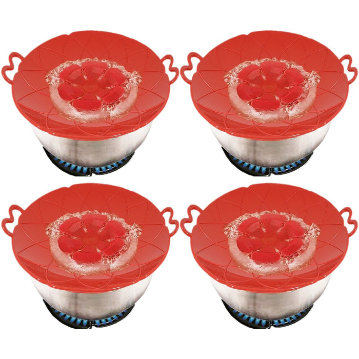 Pan Lid Spill Stopper Silicone Pot Steamer Saucepan Anti Boiling Overflow Protector Covers (Pack of 4)