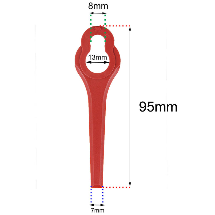 Plastic Blades for ALDI Ferrex Cordless Grass Trimmer 20v 40v Pack of 20 Red