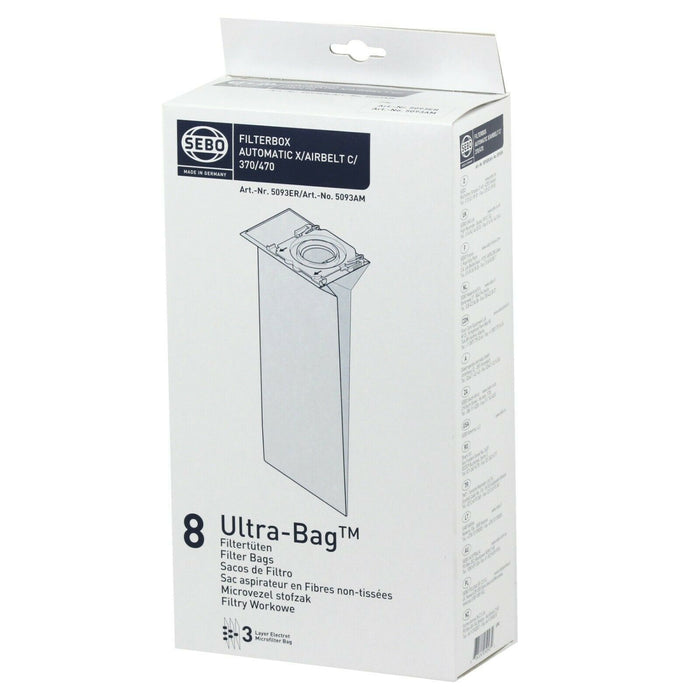 SEBO Exhaust Micro Filter + 24 Bags X7 X8 AUTOMATIC Upright Vacuum 52038ER 5093ER