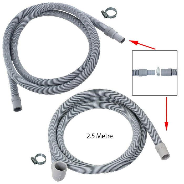Fill Hose + Drain Hose Extension Set for LOGIK CURRYS ESSENTIALS MATSUI Washing Machine & Dishwasher 5m + 5m (+ PTFE Tape)