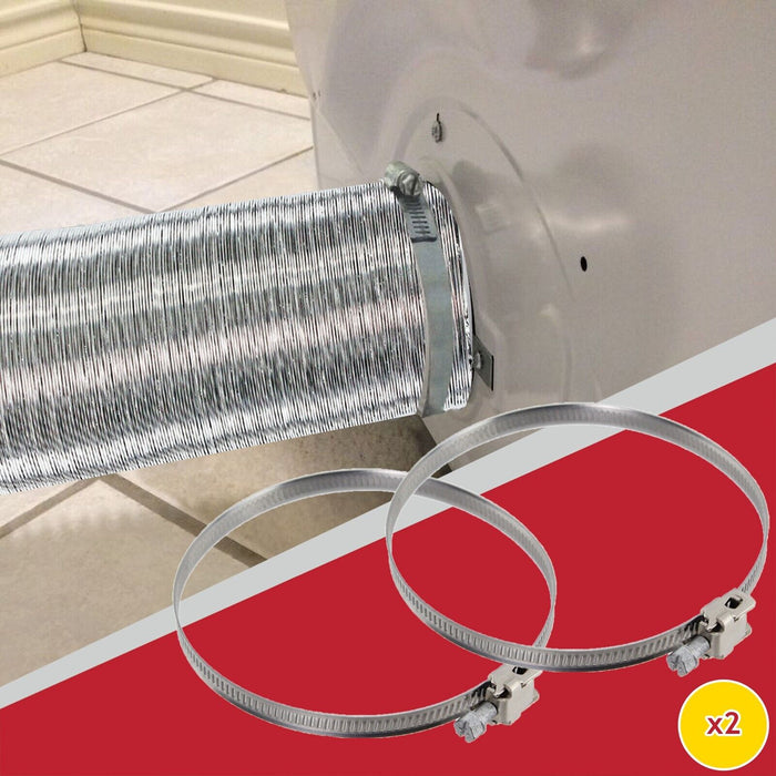Universal Air Conditioning Aluminium Duct Vent Hose + 2 x Pipe Clips (4" / 100mm x 5 Metres)