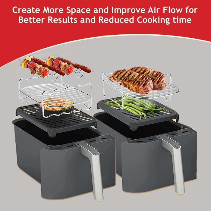 Basket Racks for DEVOLOGY Air Fryer Double 9L Drawer Liner Pot Shelf Set