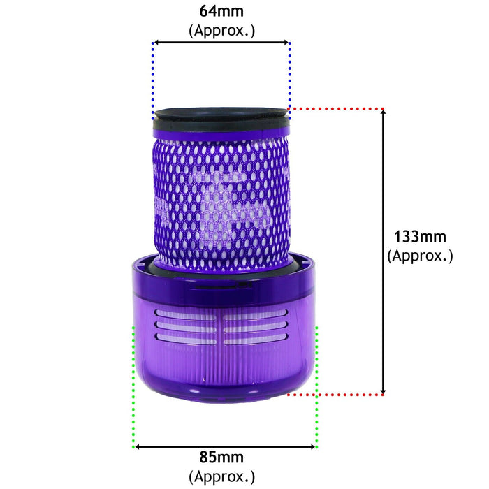 Dyson V12 SV20 SV30 Detect Slim HEPA Vacuum Filter Washable Reusable 971517-01 (Pack of 2)