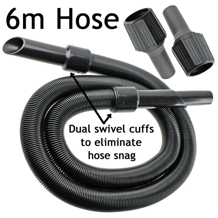 6m Extra Long Extension Pipe Hose Kit for Karcher Vacuum Cleaner (6 Metre Hose + 3 x Adaptors)