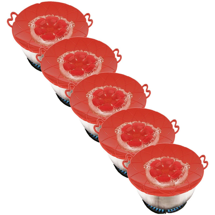 Pan Lid Spill Stopper Silicone Pot Steamer Saucepan Anti Boiling Overflow Protector Covers (Pack of 5)