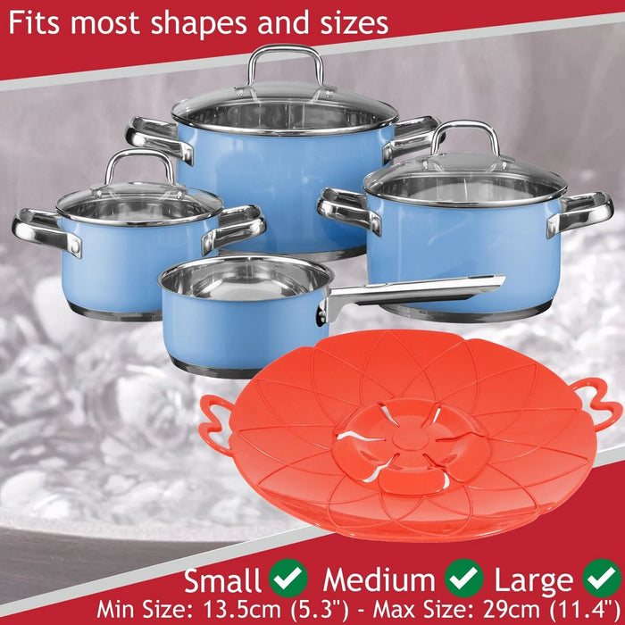Pan Lid Spill Stopper Silicone Pot Steamer Saucepan Anti Boiling Overflow Protector Covers (Pack of 2)