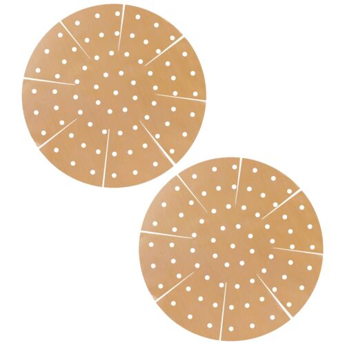 Universal Air Fryer / Multi Cooker Drawer Liners Non-Stick Round Perforated Mats (Brown, Pack of 2)